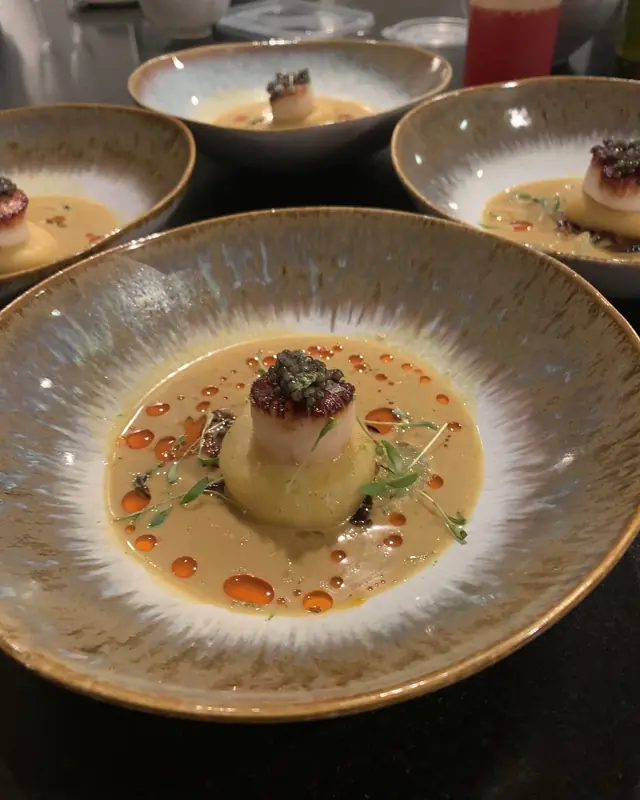 Plated starter in a deep bowl